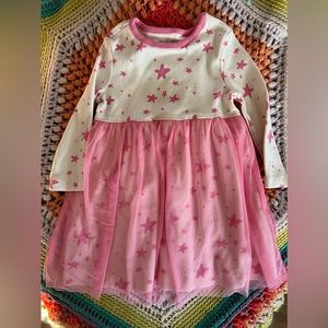 2t girls Hannah Anderson swirly girly star print dress with tulle